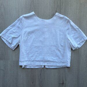 Abercrombie - Linen Short Sleeve Shirt - Women M - White